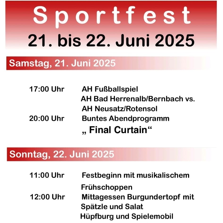 21.-22.06.2025 auf dem Sportplatz Bernbach